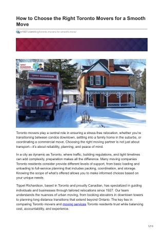 How to Choose the Right Toronto Movers for a Smooth Move