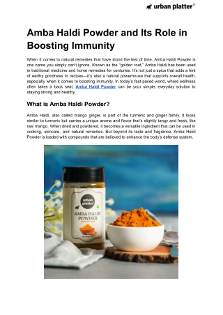Amba Haldi Powder and Its Role in Boosting Immunity