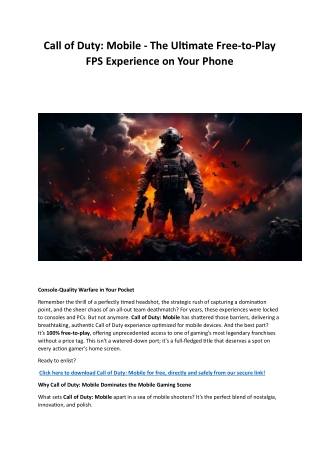 Call of Duty: Mobile - The Ultimate Free-to-Play FPS Experience on Your Phone