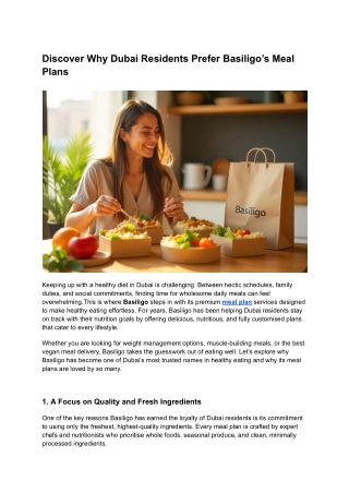 Discover Why Dubai Residents Prefer Basiligo’s Meal Plans