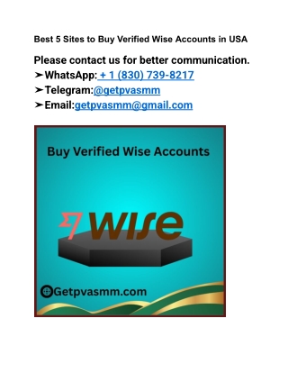 Best 5 Sites to Buy Verified Wise Accounts in USA