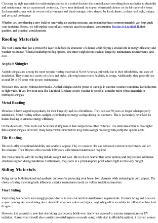 An Overview Of Common Materials Used In Residential Properties By Expert Contrac