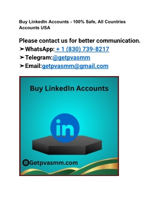 Buy LinkedIn Accounts - 100% Safe, All Countries Accounts USA