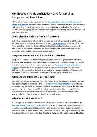 Advanced Wound Care and Treatment Services in Hyderabad