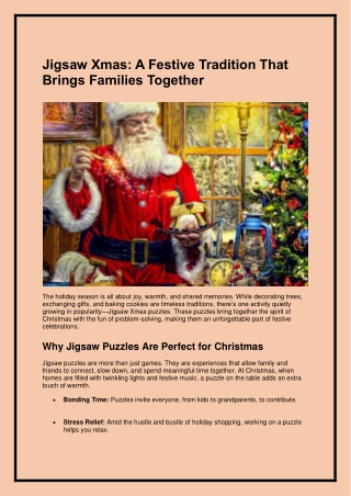 Jigsaw Xmas-A Festive Tradition That Brings Families Together