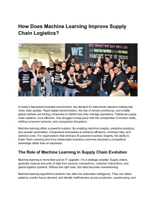 How Does Machine Learning Improve Supply Chain Logistics
