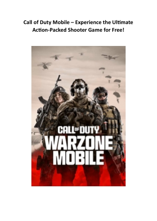 Call of Duty Mobile – Experience the Ultimate Action-Packed Shooter Game for Fre