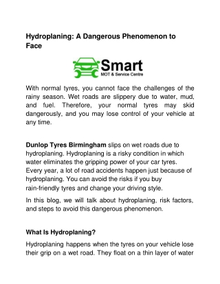 Hydroplaning_ A Dangerous Phenomenon to Face