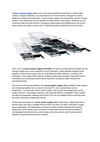 Server Power Supply Unit