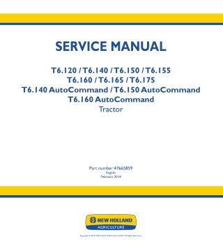 New Holland T6.155 Tractor Service Repair Manual Instant Download