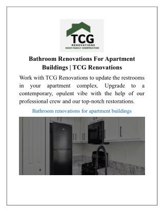 Bathroom Renovations For Apartment Buildings | TCG Renovations
