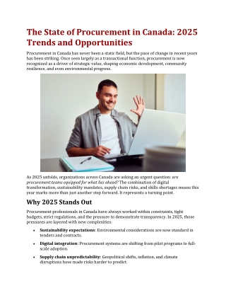 The State of Procurement in Canada 2025 Trends and Opportunities