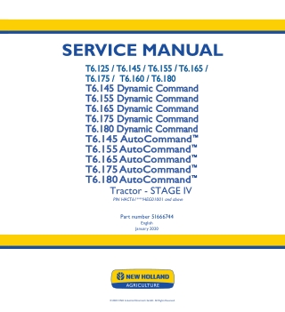 New Holland T6.160 STAGE IV Tractor Service Repair Manual Instant Download