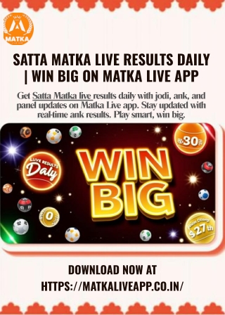 Satta Matka Live Results Daily  Win Big on Matka Live App