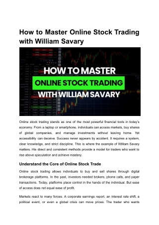 How to Master Online Stock Trading with William Savary