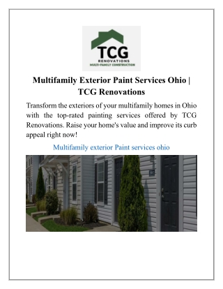 Multifamily Exterior Paint Services Ohio | TCG Renovations