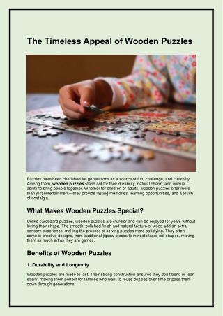 The Timeless Appeal of Wooden Puzzles