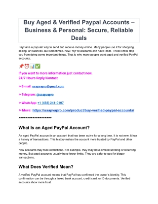 Buy Aged & Verified Paypal Accounts – Business & Personal_ Secure, Reliable Deals