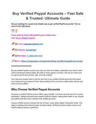 Buy Verified Paypal Accounts – Fast Safe & Trusted_ Ultimate Guide