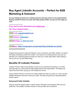 Buy Aged LinkedIn Accounts – Perfect for B2B Marketing & Outreach