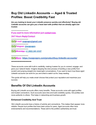 Buy Old Linkedin Accounts — Aged & Trusted Profiles_ Boost Credibility Fast