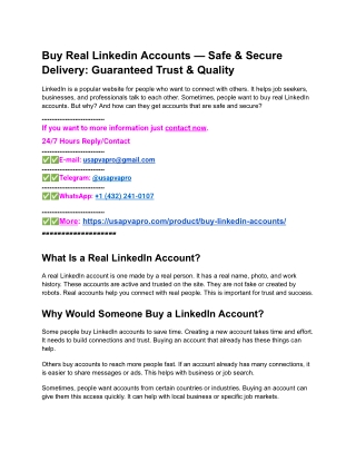 Buy Real Linkedin Accounts — Safe & Secure Delivery_ Guaranteed Trust & Quality