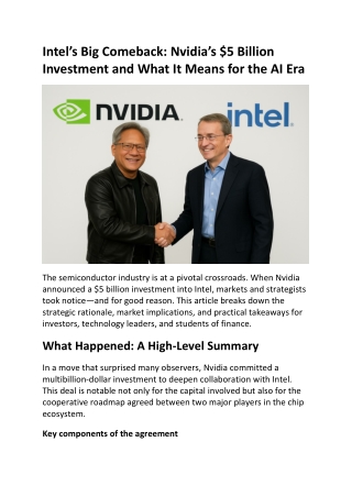 Intel’s Big Comeback Nvidia’s $5 Billion Investment