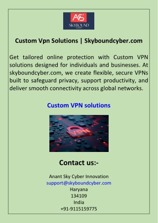 Custom Vpn Solutions Skyboundcyber.com