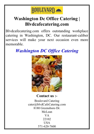 Washington Dc Office Catering | Blvdcafecatering.com
