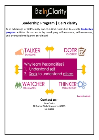 Leadership Program | BeIN clarity