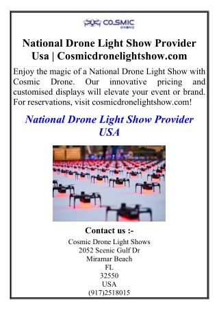 National Drone Light Show Provider Usa | Cosmicdronelightshow.com