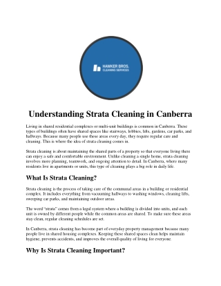 Understanding Strata Cleaning in Canberra