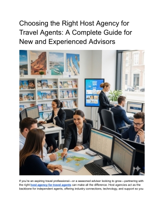 Host Agency for Travel Agents