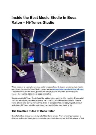 Inside the Best Music Studio in Boca Raton – Hi-Tunes Studio