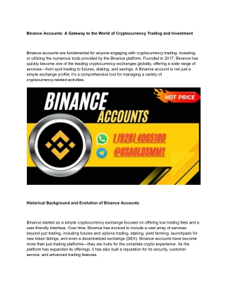 Key Features and Functionality of Buying a Binance Account