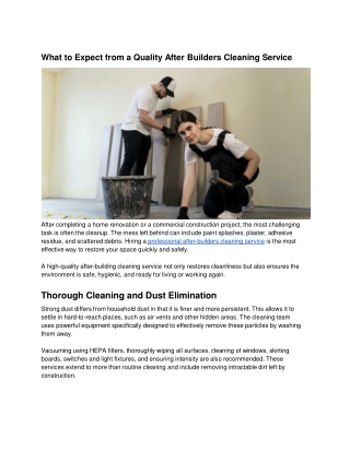 What to Expect from a Quality After Builders Cleaning Service