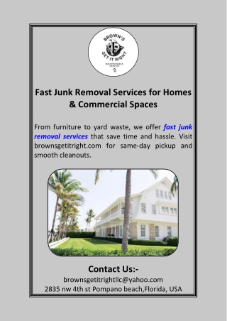 Fast Junk Removal Services for Homes & Commercial Spaces