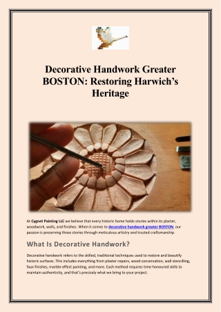 Decorative Handwork Greater BOSTON Restoring Harwich’s Heritage