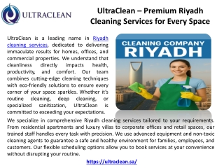 UltraClean – Premium Riyadh Cleaning Services for Every Space