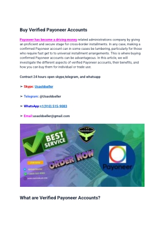 Buy Verified Payoneer Accounts