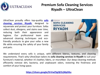 Premium Sofa Cleaning Services Riyadh – UltraClean
