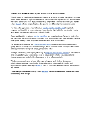 Enhance Your Workspace with Stylish and Functional Monitor Stands