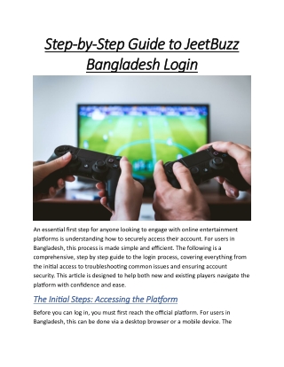 Step by Step Guide to JeetBuzz Bangladesh Login