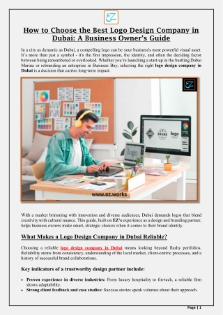 How to Choose the Best Logo Design Company in Dubai- A Business Owner’s Guide