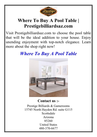 Shop Modern Pool Tables | Prestigebilliardsaz.com