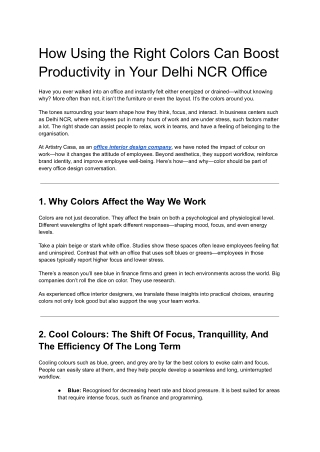 How Using the Right Colors Can Boost Productivity in Your Delhi NCR Office