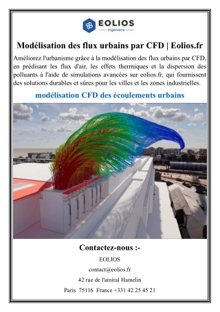 Modélisation des flux urbains par CFD  Eolios.fr