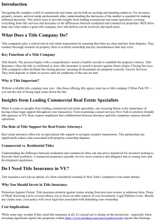 Insights from Leading Commercial Real Estate Specialists