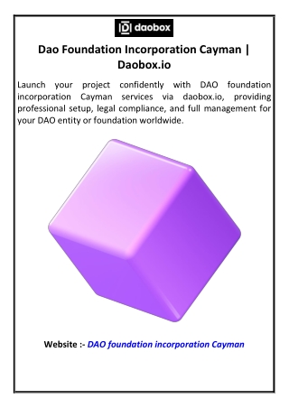 Dao Foundation Incorporation Cayman Daoboxio
