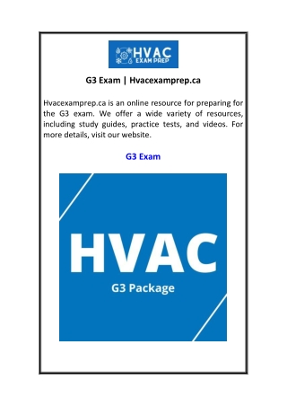 G3 Exam  Hvacexamprep.ca